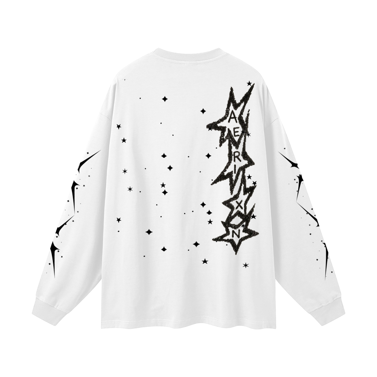 AERIXN Star Series — Oversized Unisex Long Sleeve T-Shirt(Black Stars)