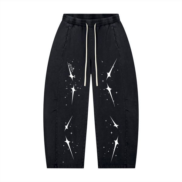 AERIXN Star Series — Mineral Wash Barrel Leg Pants (White Stars)