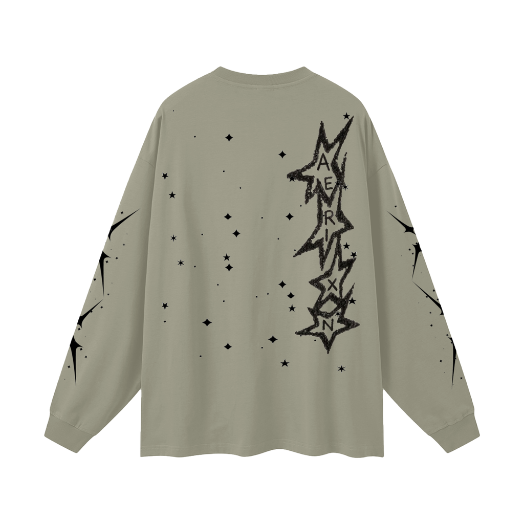 AERIXN Star Series — Oversized Unisex Long Sleeve T-Shirt(Black Stars)