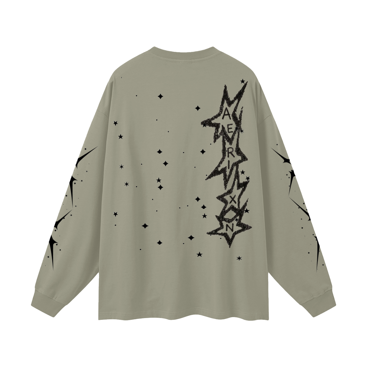 AERIXN Star Series — Oversized Unisex Long Sleeve T-Shirt(Black Stars)
