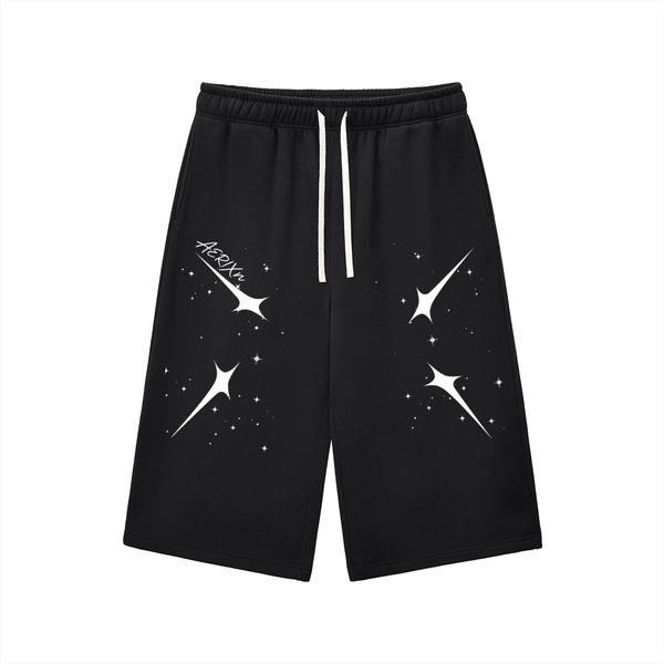 AERIXN Star Series — Relaxed Drawstring Three-Quarter Sweatpants (White Stars)