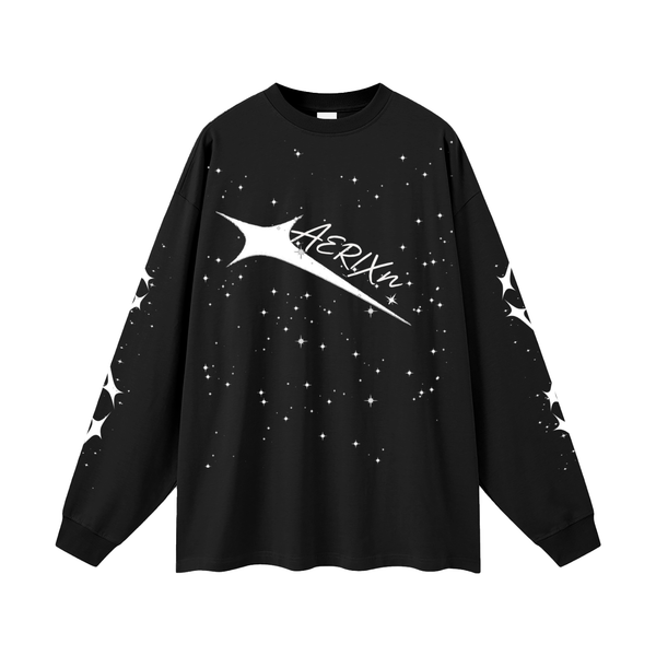 AERIXN Star Series — Oversized Unisex Long Sleeve T-Shirt(White Stars)