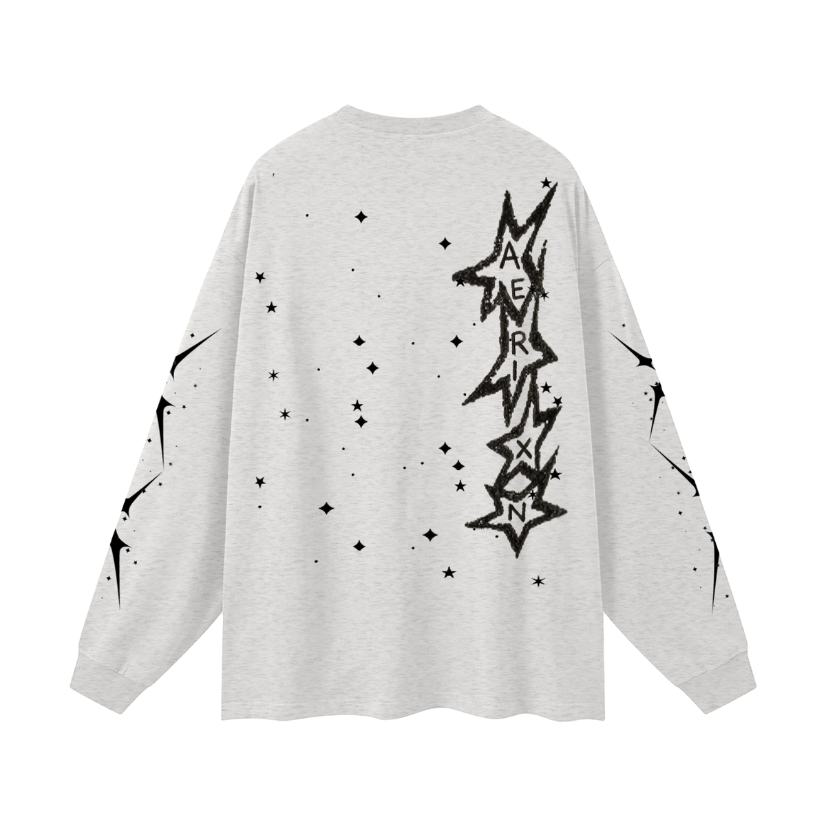 AERIXN Star Series — Oversized Unisex Long Sleeve T-Shirt(Black Stars)