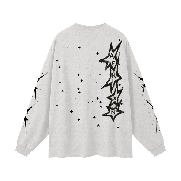 AERIXN Star Series — Oversized Unisex Long Sleeve T-Shirt(Black Stars)