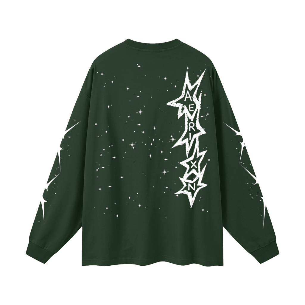 AERIXN Star Series — Oversized Unisex Long Sleeve T-Shirt(White Stars)