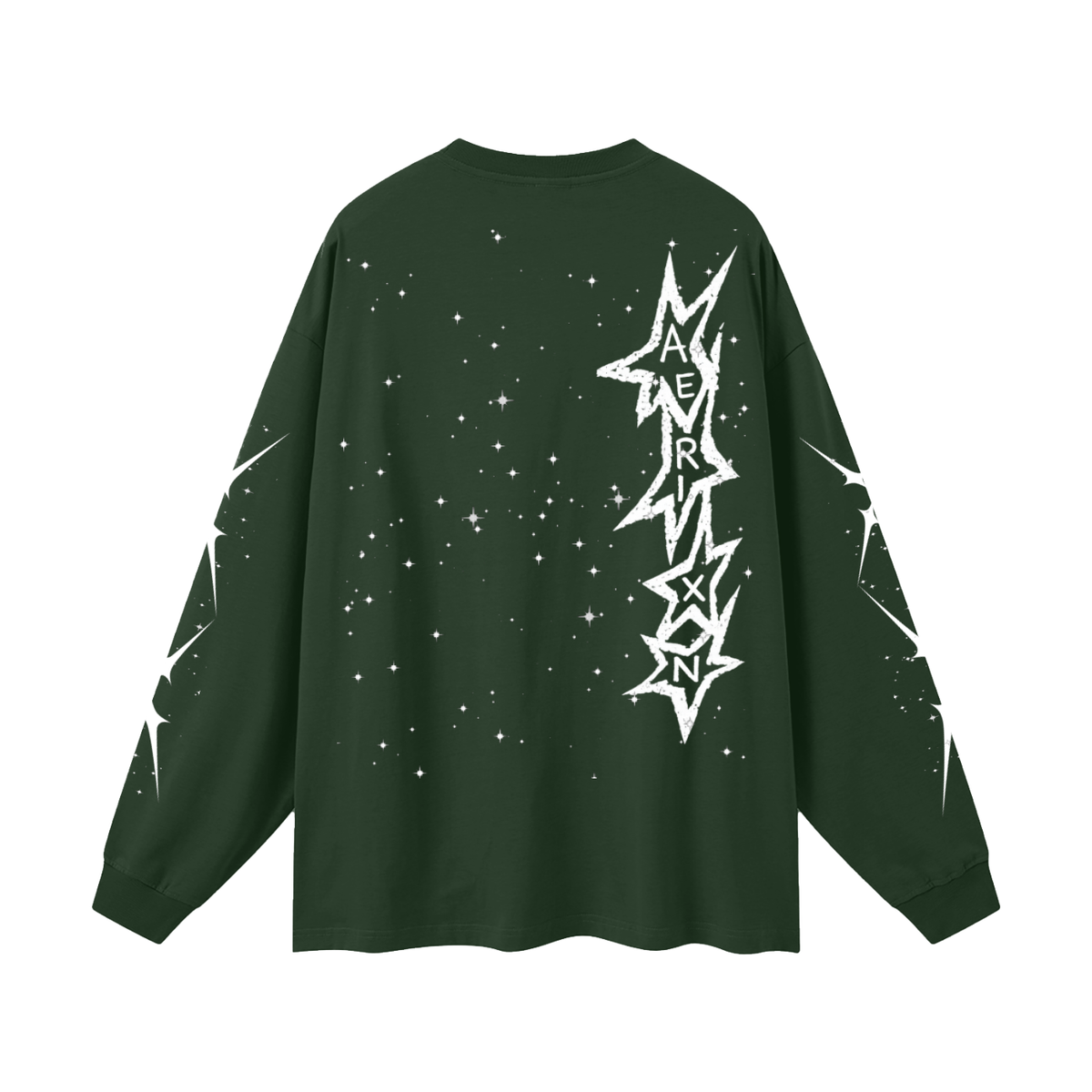 AERIXN Star Series — Oversized Unisex Long Sleeve T-Shirt(White Stars)