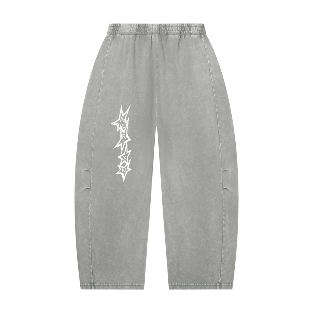 AERIXN Star Series — Mineral Wash Barrel Leg Pants (White Stars)