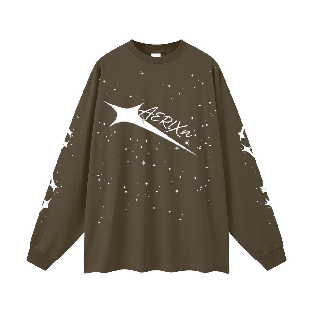 AERIXN Star Series — Oversized Unisex Long Sleeve T-Shirt(White Stars)