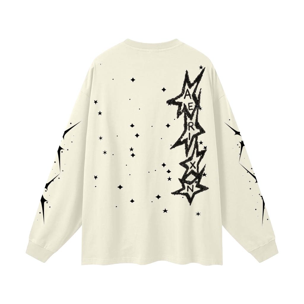 AERIXN Star Series — Oversized Unisex Long Sleeve T-Shirt(Black Stars)