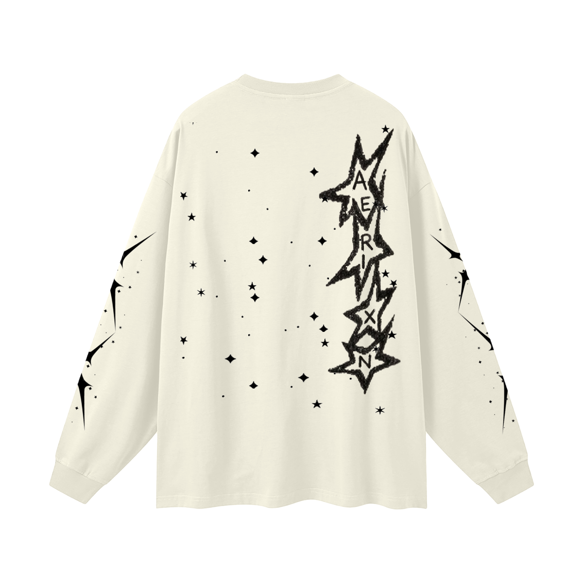 AERIXN Star Series — Oversized Unisex Long Sleeve T-Shirt(Black Stars)