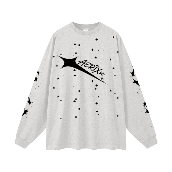AERIXN Star Series — Oversized Unisex Long Sleeve T-Shirt(Black Stars)