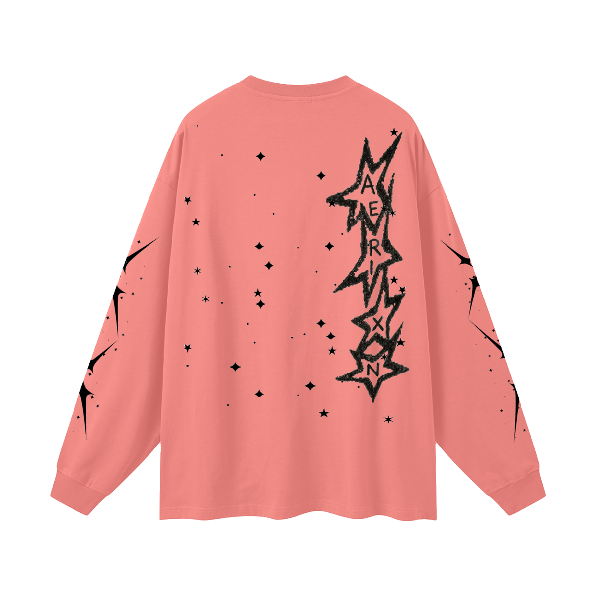 AERIXN Star Series — Oversized Unisex Long Sleeve T-Shirt(Black Stars)