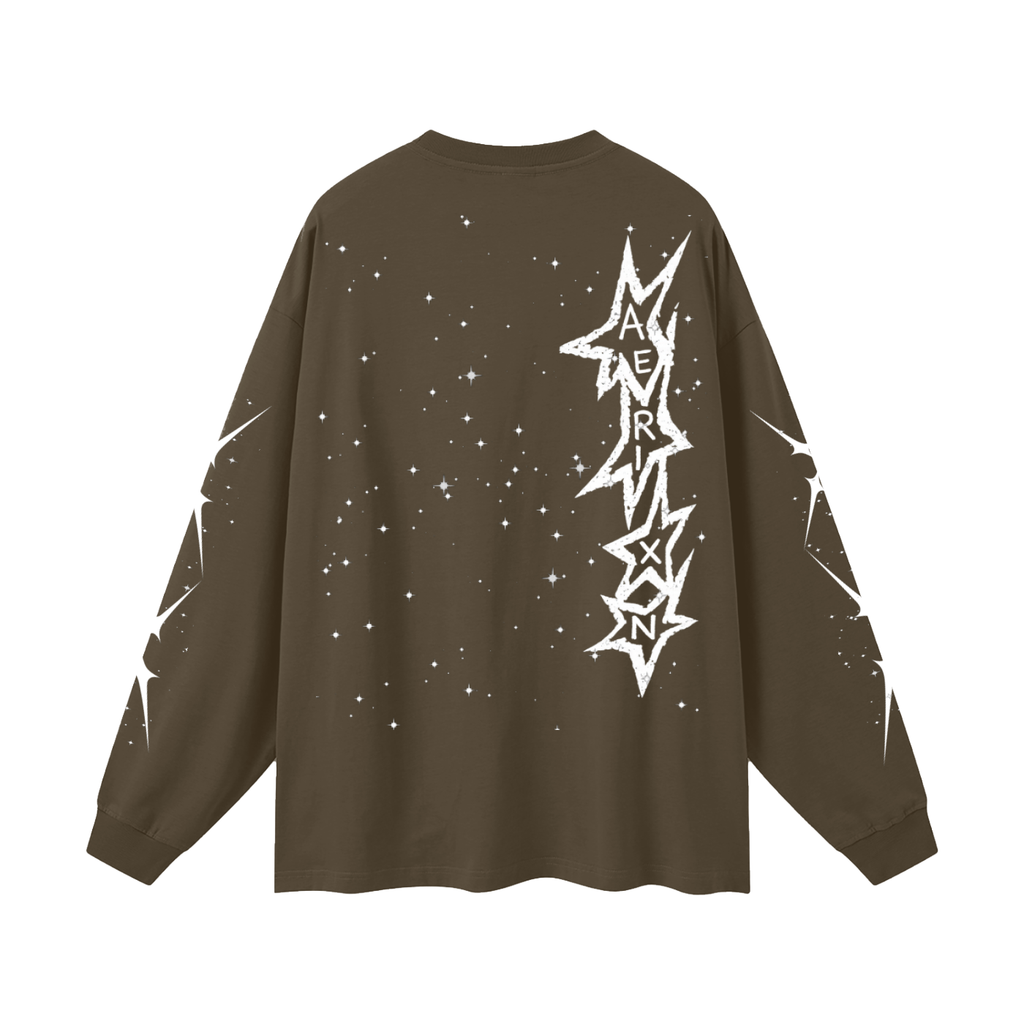 AERIXN Star Series — Oversized Unisex Long Sleeve T-Shirt(White Stars)