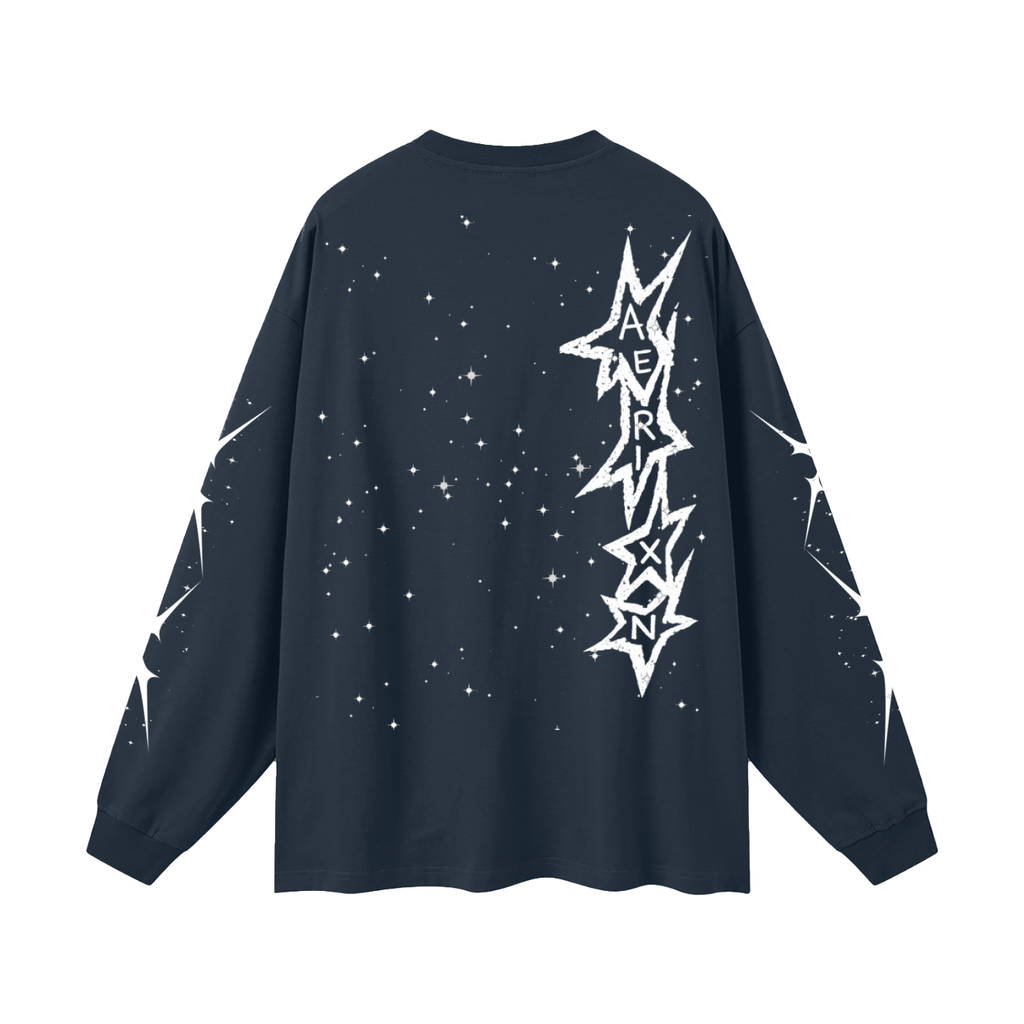 AERIXN Star Series — Oversized Unisex Long Sleeve T-Shirt(White Stars)
