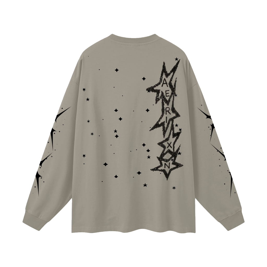 AERIXN Star Series — Oversized Unisex Long Sleeve T-Shirt(Black Stars)