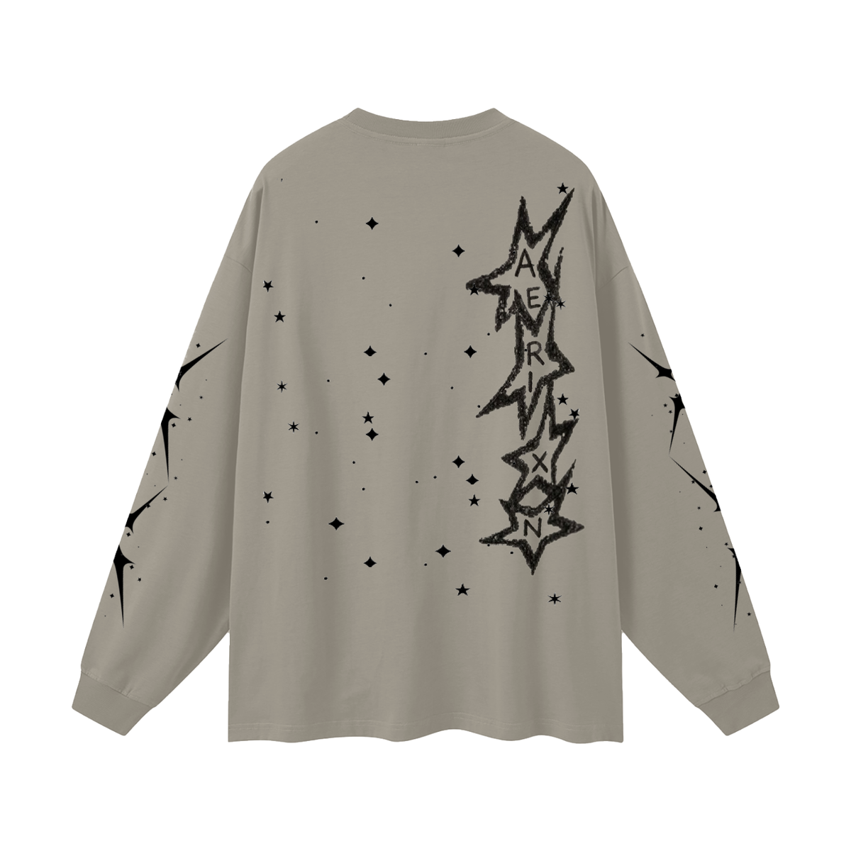 AERIXN Star Series — Oversized Unisex Long Sleeve T-Shirt(Black Stars)
