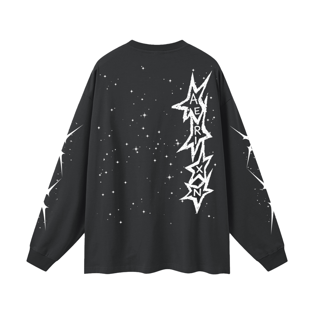 AERIXN Star Series — Oversized Unisex Long Sleeve T-Shirt(White Stars)