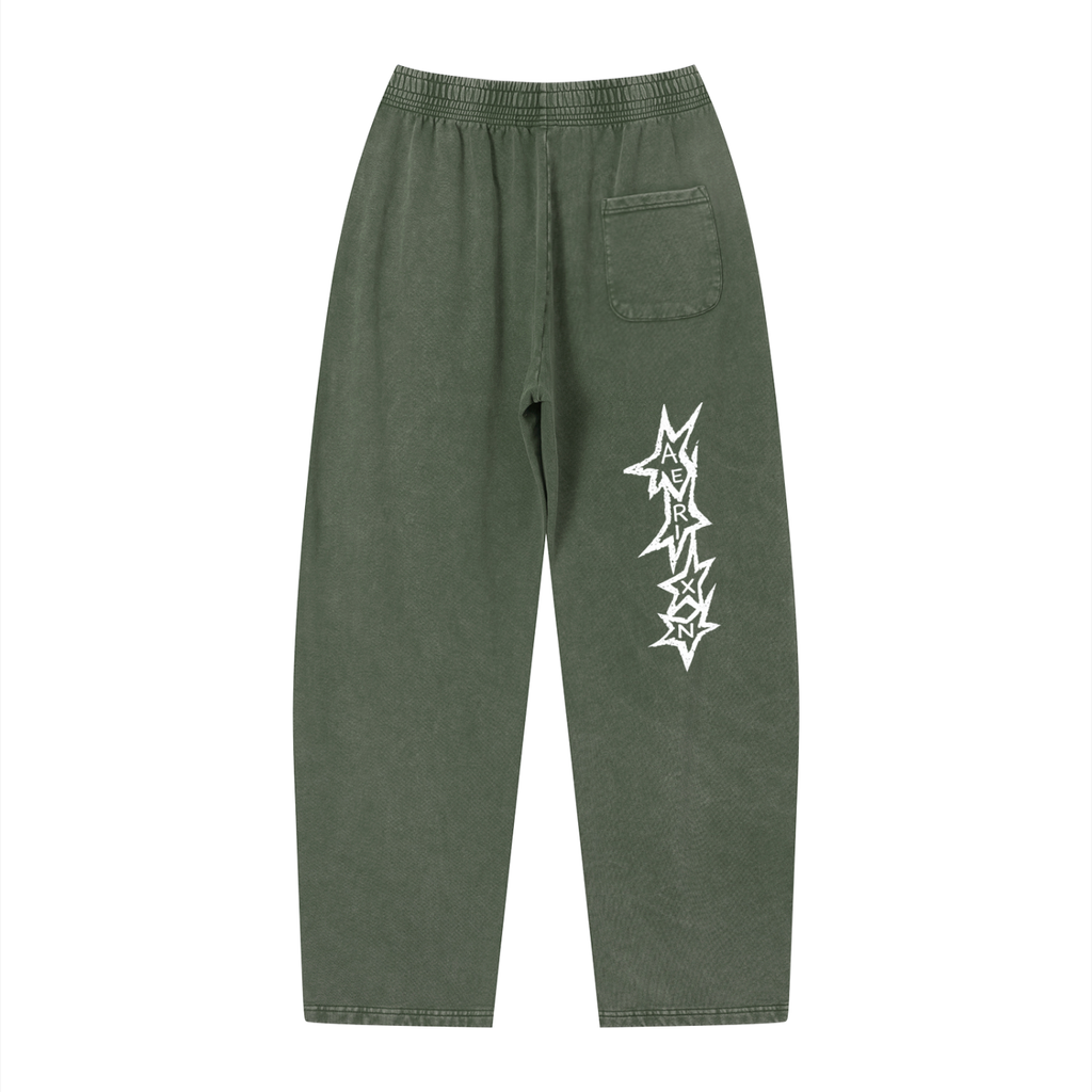 AERIXN Star Series — Vintage Wash Loose Sweatpants (White Stars)