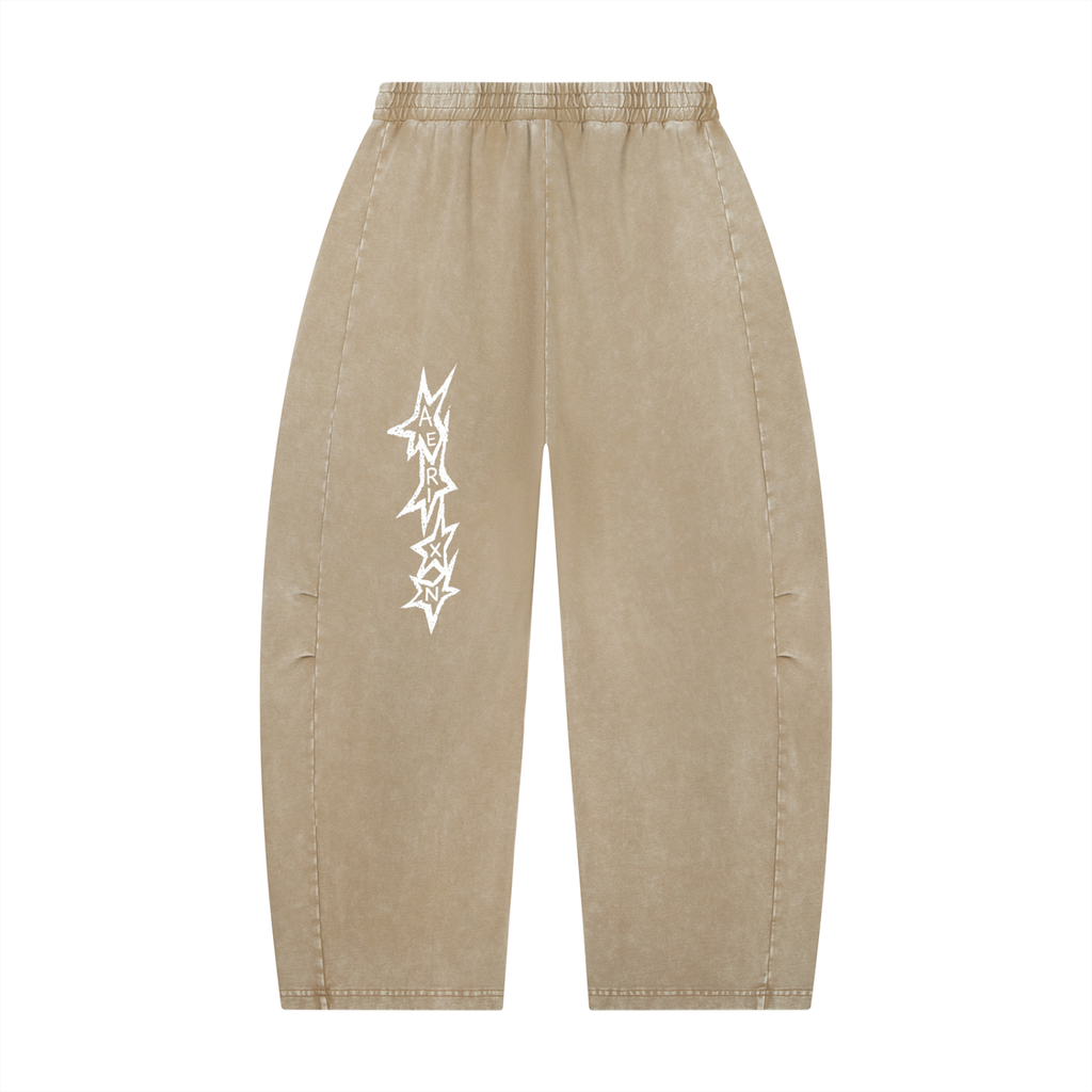 AERIXN Star Series — Mineral Wash Barrel Leg Pants (White Stars)