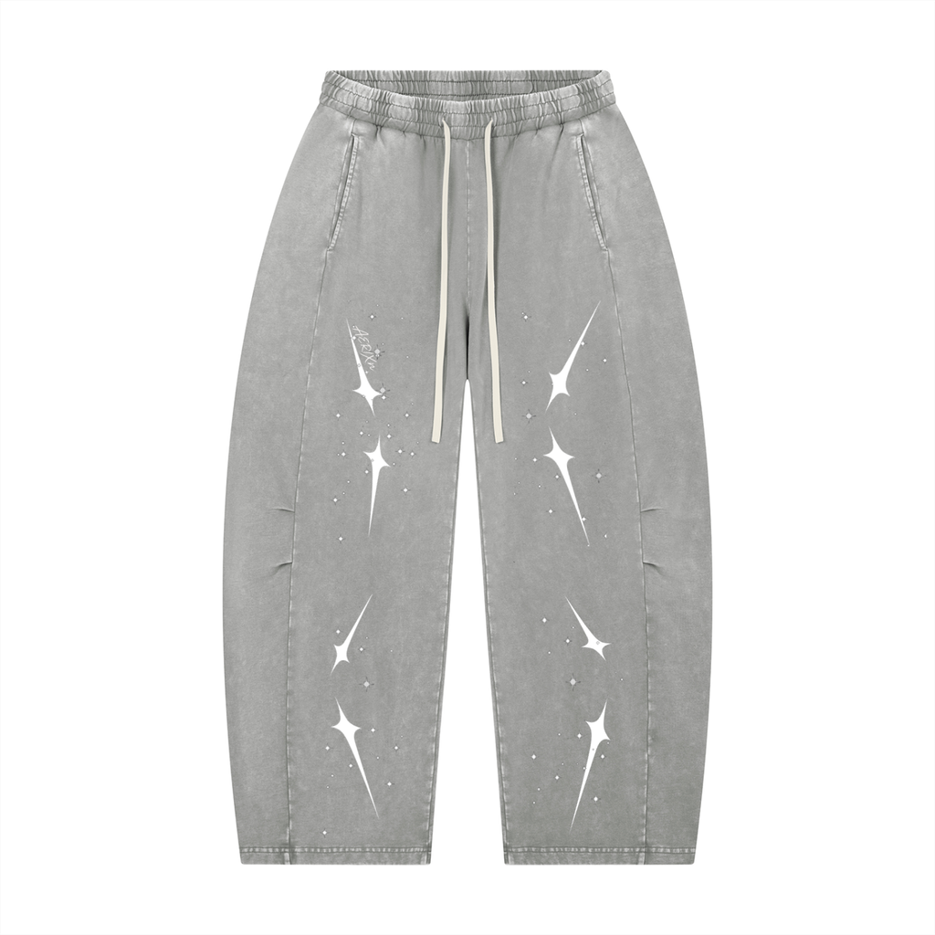 AERIXN Star Series — Mineral Wash Barrel Leg Pants (White Stars)