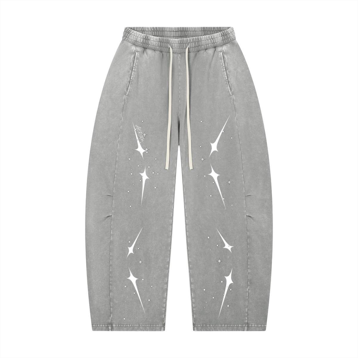 AERIXN Star Series — Mineral Wash Barrel Leg Pants (White Stars)