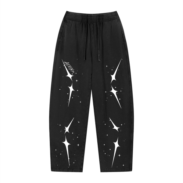 AERIXN Star Series — Vintage Wash Loose Sweatpants (White Stars)