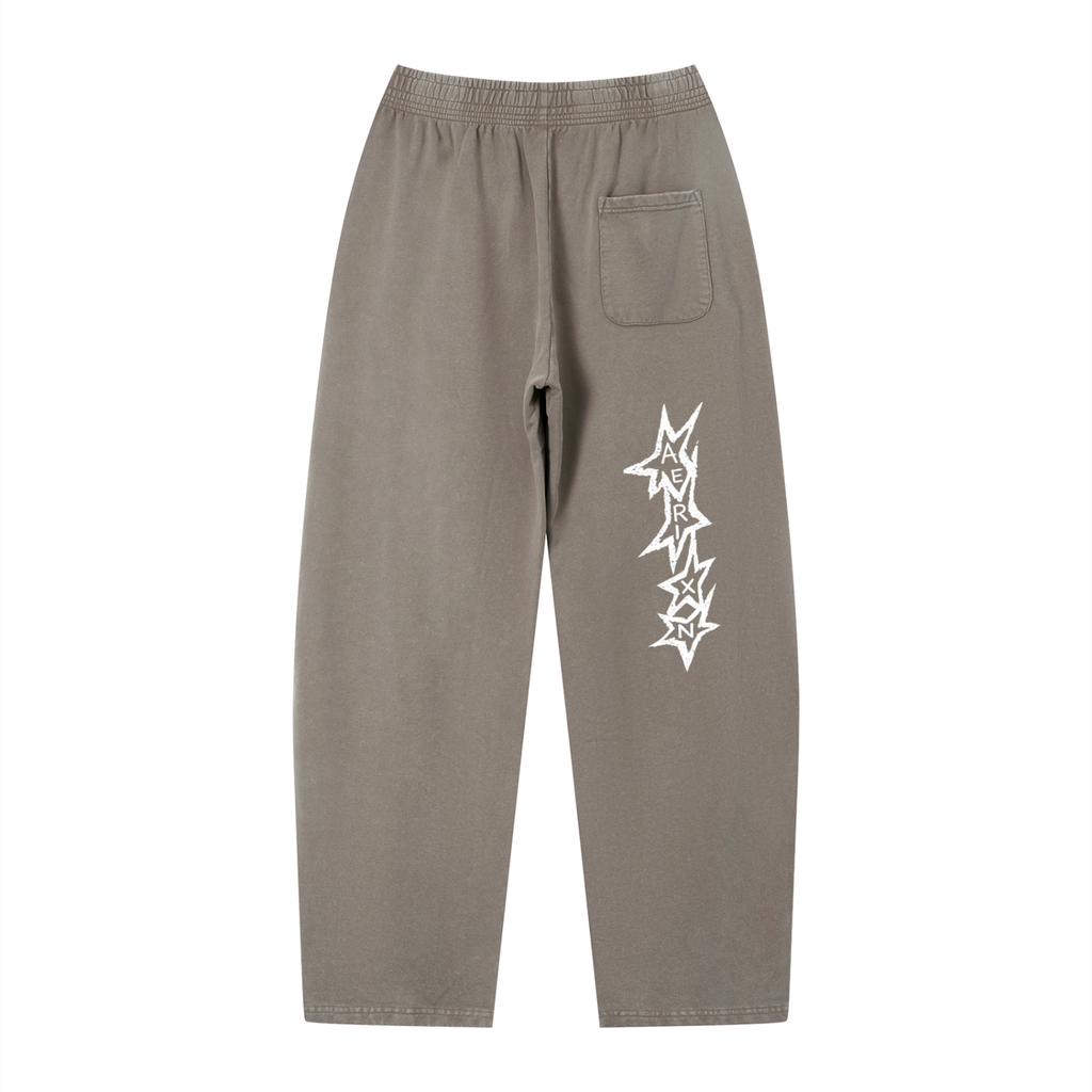 AERIXN Star Series — Vintage Wash Loose Sweatpants (White Stars)