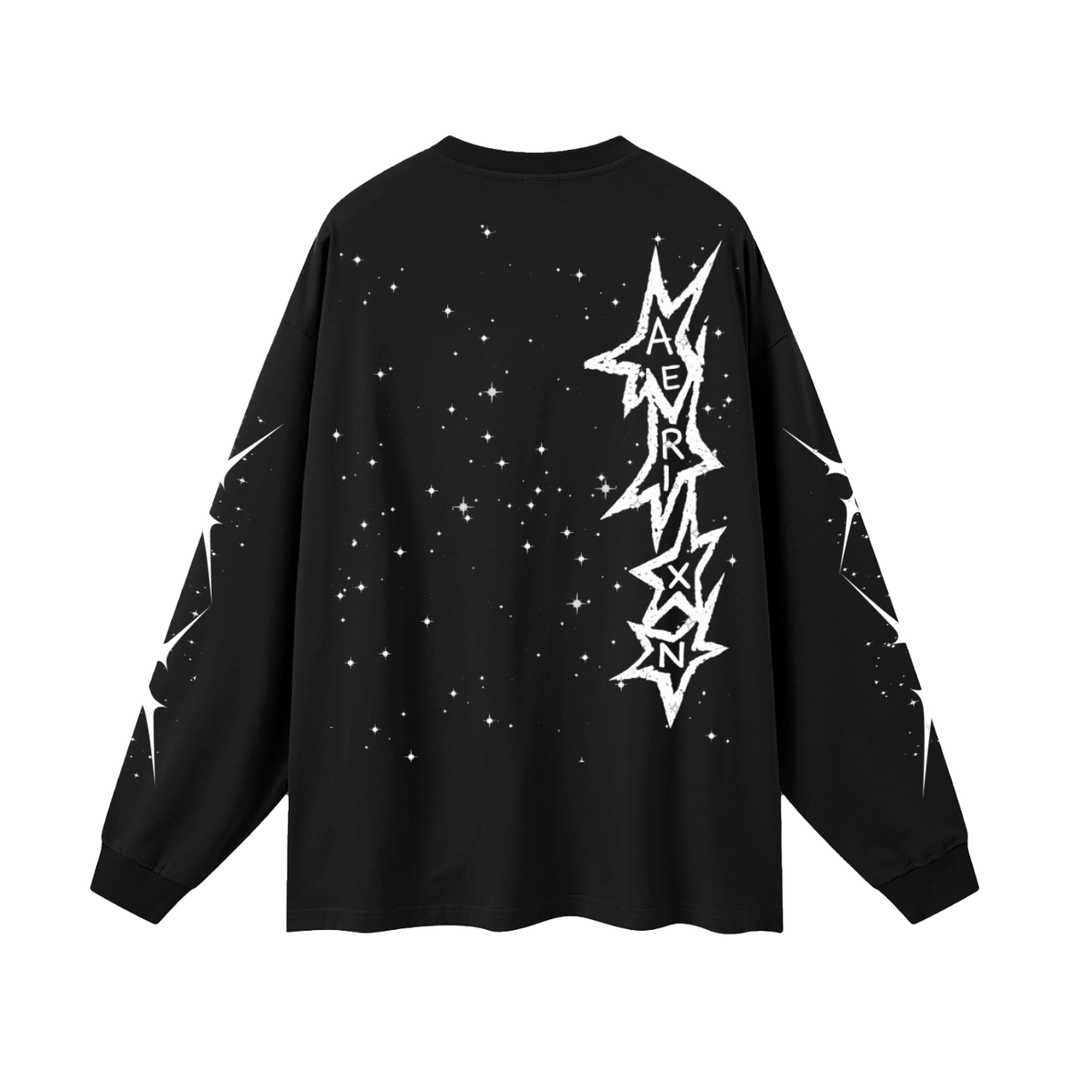 AERIXN Star Series — Oversized Unisex Long Sleeve T-Shirt(White Stars)