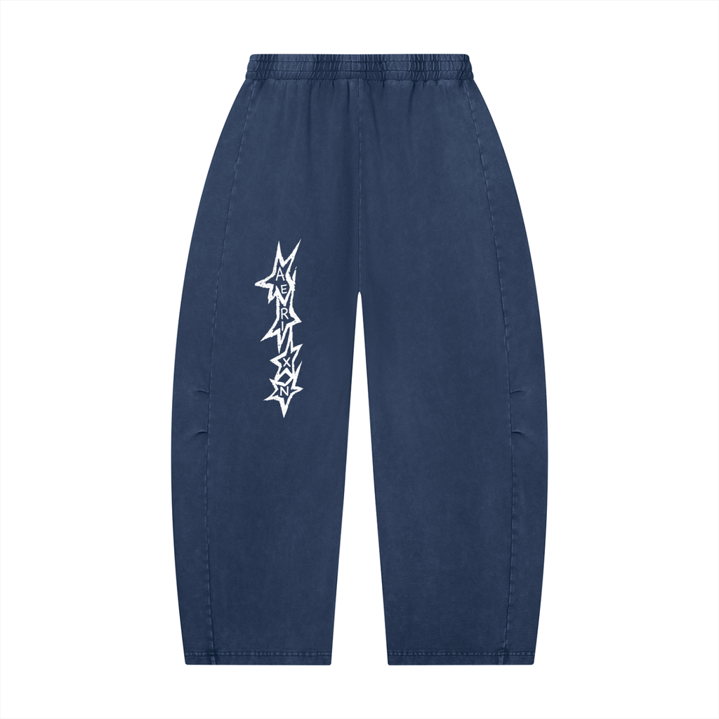 AERIXN Star Series — Mineral Wash Barrel Leg Pants (White Stars)
