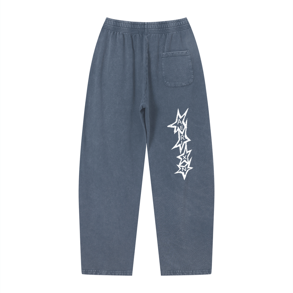 AERIXN Star Series — Vintage Wash Loose Sweatpants (White Stars)