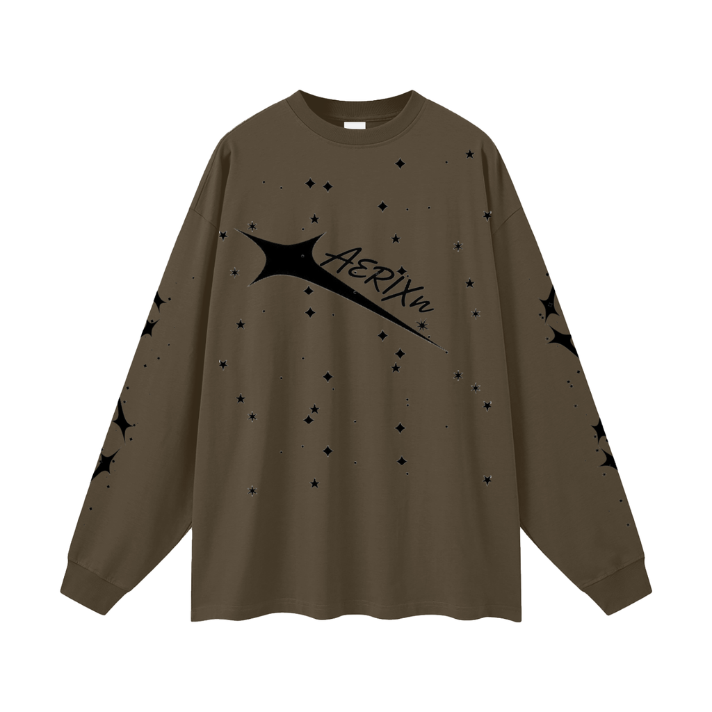 AERIXN Star Series — Oversized Unisex Long Sleeve T-Shirt(Black Stars)