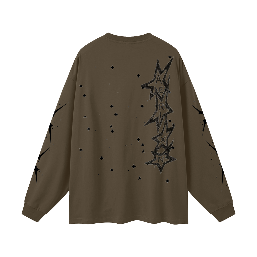 AERIXN Star Series — Oversized Unisex Long Sleeve T-Shirt(Black Stars)