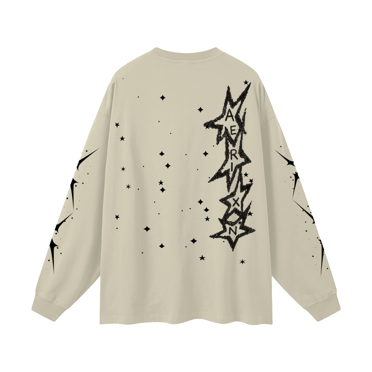 AERIXN Star Series — Oversized Unisex Long Sleeve T-Shirt(Black Stars)