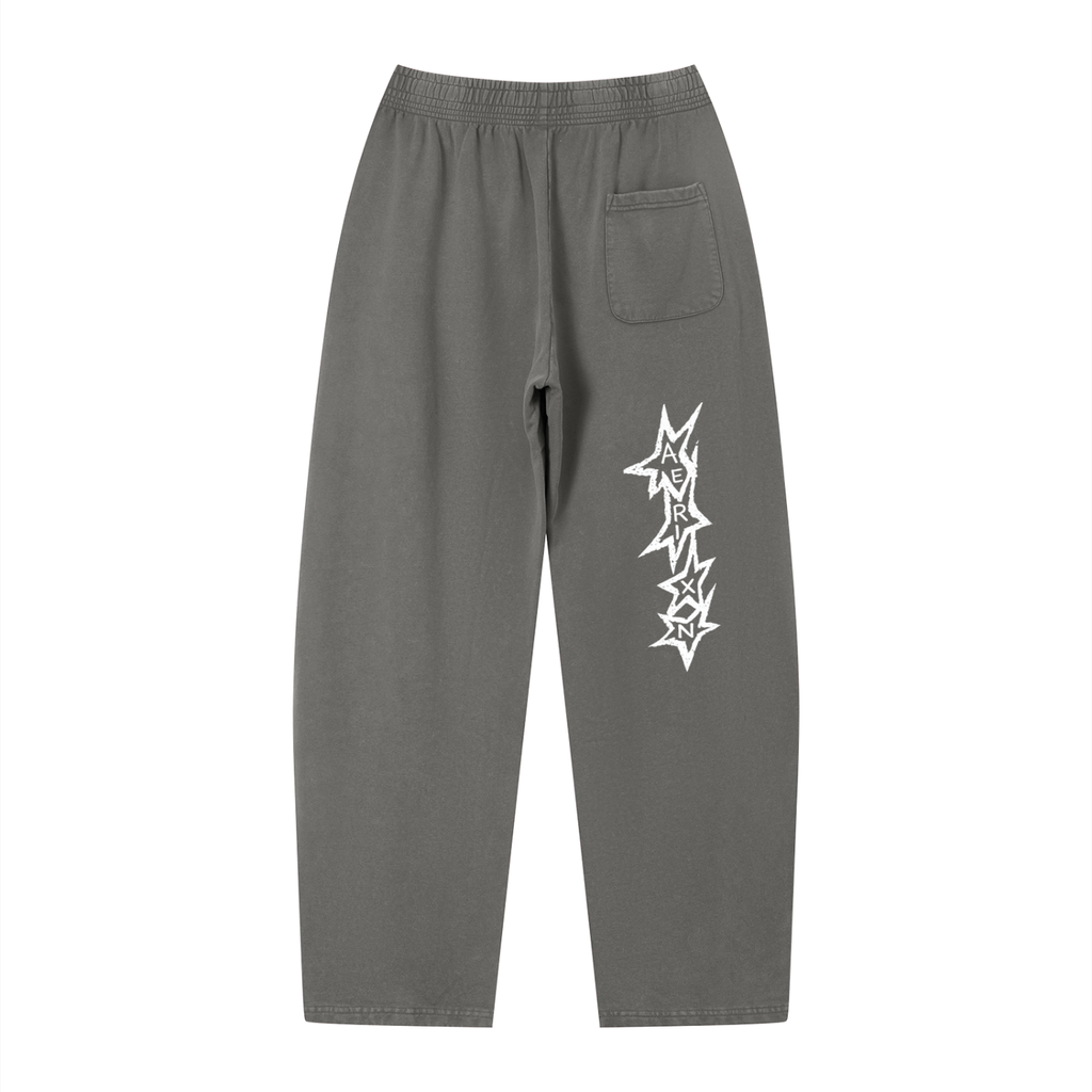 AERIXN Star Series — Vintage Wash Loose Sweatpants (White Stars)