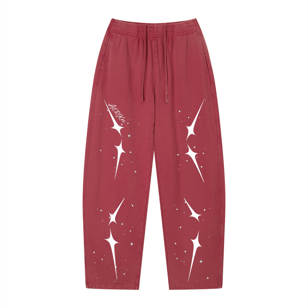 AERIXN Star Series — Vintage Wash Loose Sweatpants (White Stars)