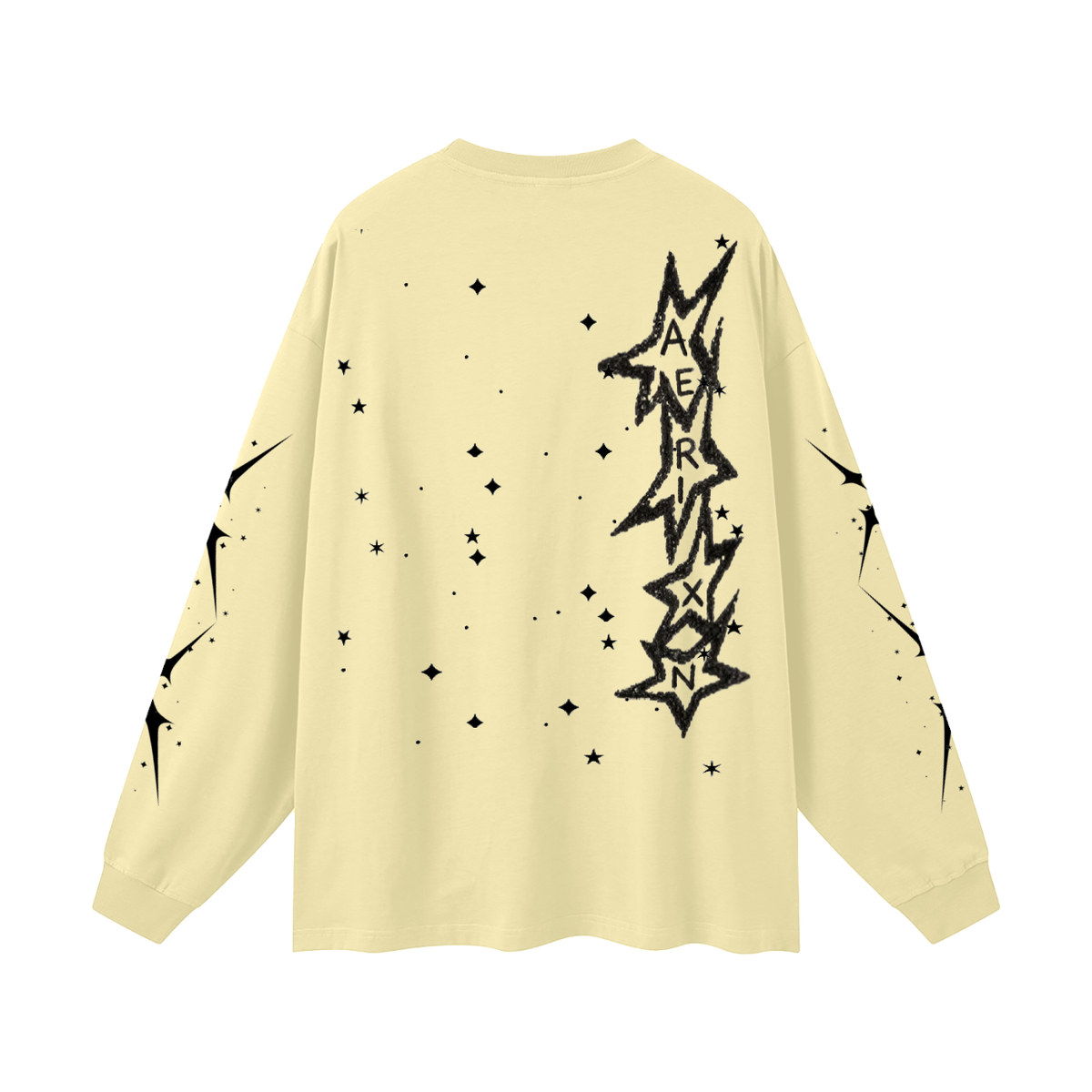AERIXN Star Series — Oversized Unisex Long Sleeve T-Shirt(Black Stars)