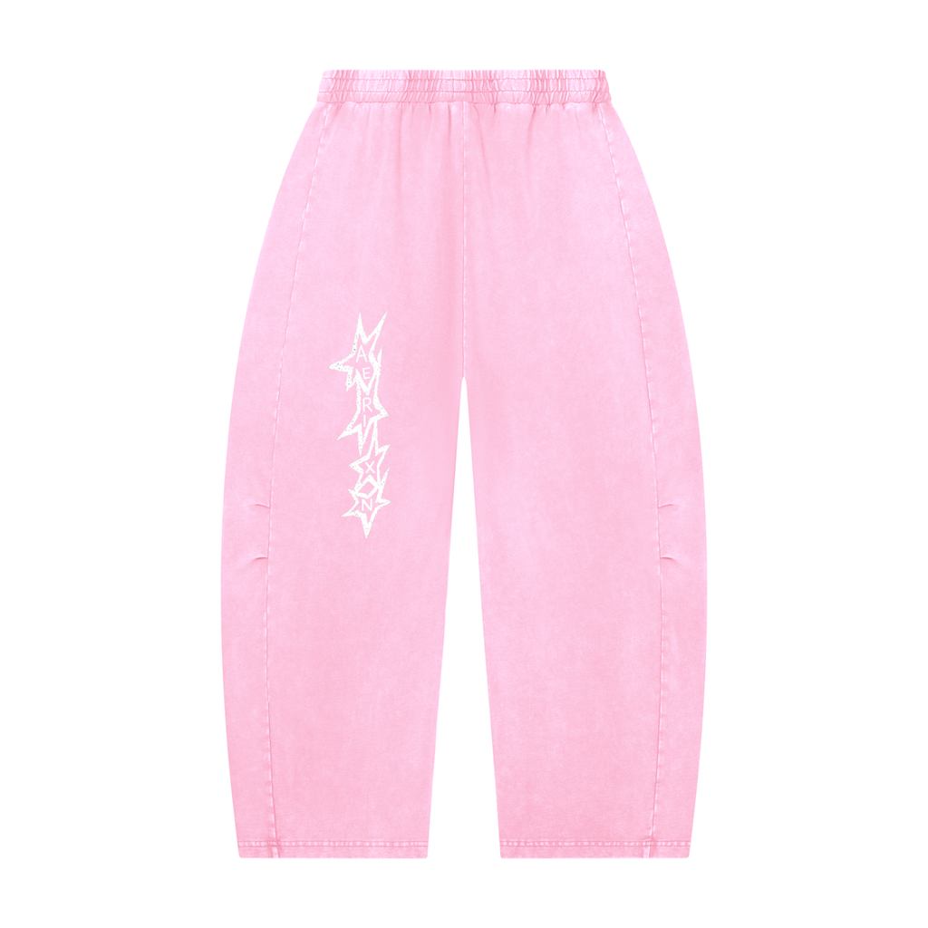 AERIXN Star Series — Mineral Wash Barrel Leg Pants (White Stars)